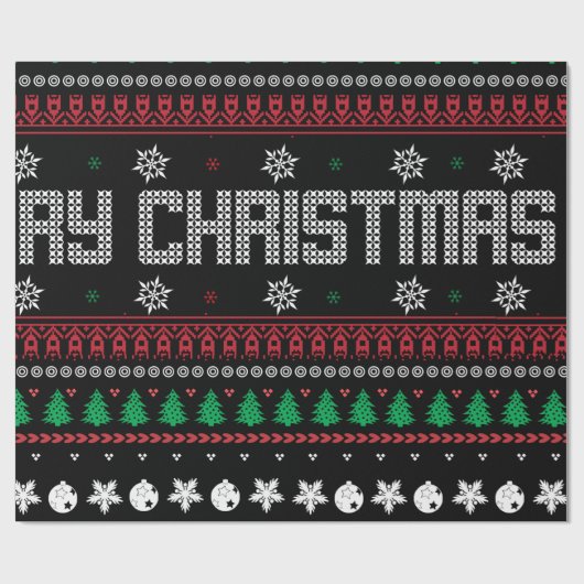 Funny Ugly Merry-kerstpatroon Cadeaupapier (Vlak)