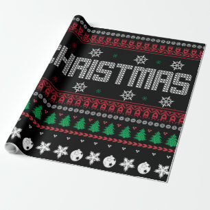 Funny Ugly Merry-kerstpatroon Cadeaupapier