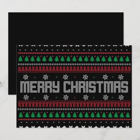 Funny Ugly Merry-kerstpatroon Feestdagenkaart (Voorkant / Achterkant)