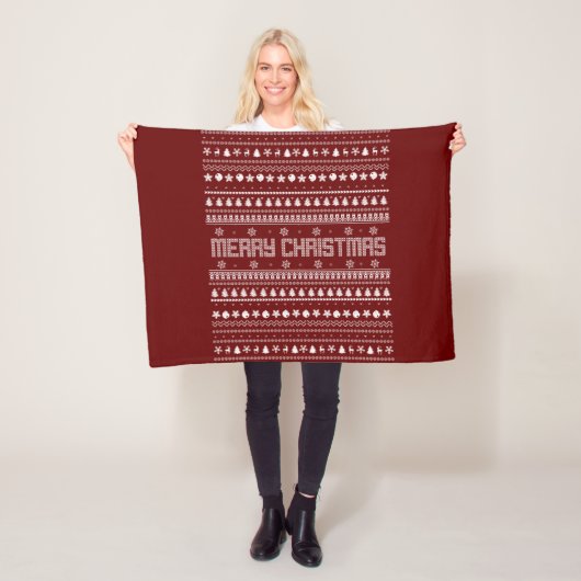 Funny Ugly Merry-kerstpatroon Fleece Deken (In situ)