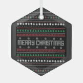 Funny Ugly Merry-kerstpatroon Glas Ornament (Voorkant)
