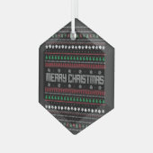 Funny Ugly Merry-kerstpatroon Glas Ornament (Voorkant links)