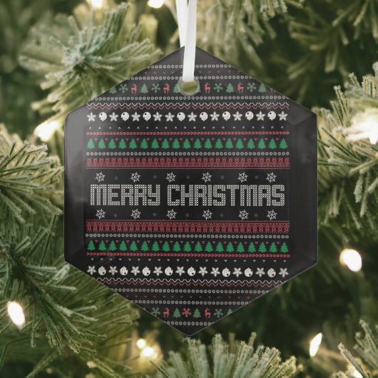 Funny Ugly Merry-kerstpatroon Glas Ornament (Insitu)