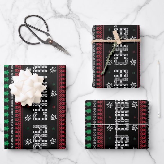 Funny Ugly Merry-kerstpatroon Inpakpapier Vel (Voorkant)