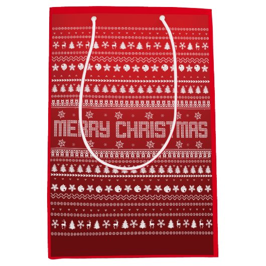 Funny Ugly Merry-kerstpatroon Medium Cadeauzakje (Voorkant)