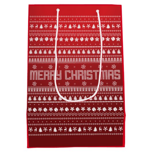 Funny Ugly Merry-kerstpatroon Medium Cadeauzakje (Achterkant)