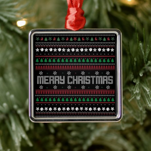 Funny Ugly Merry-kerstpatroon Metalen Ornament (Boom)