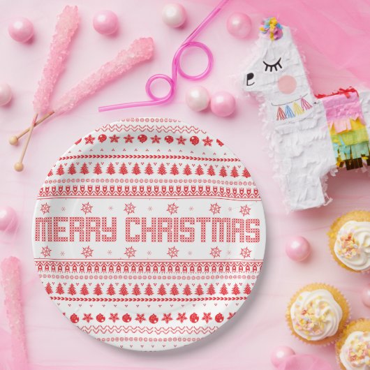 Funny Ugly Merry-kerstpatroon Papieren Bordje (Feest)