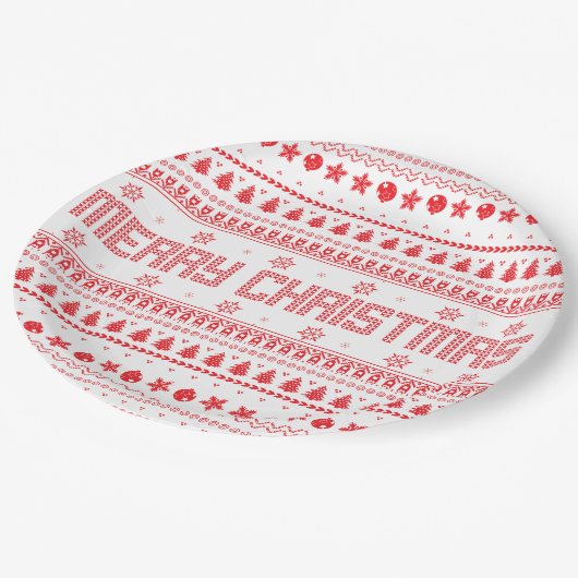 Funny Ugly Merry-kerstpatroon Papieren Bordje (Gekanteld)