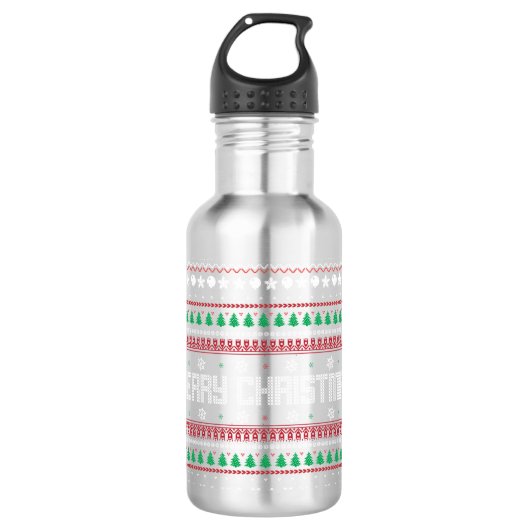 Funny Ugly Merry-kerstpatroon Waterfles (Voorkant)