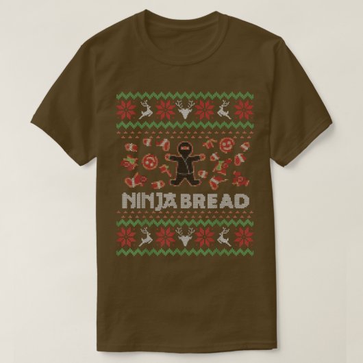 Funny Ugly met Kerstmis Ninja Bread Gingerbre T-shirt (Design voorkant)