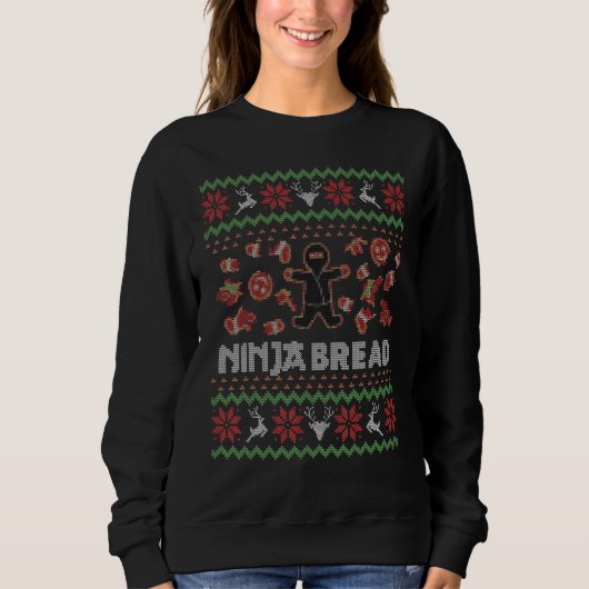 Funny Ugly met Kerstmis Ninja Bread Gingerbre Trui (Voorkant)