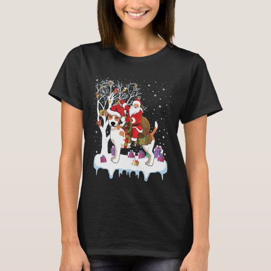 Funny Ugly Santa Riding Jack Russell Terrier Dog C T-shirt (Voorkant)
