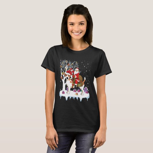 Funny Ugly Santa Riding Jack Russell Terrier Dog C T-shirt (Voorkant volledig)