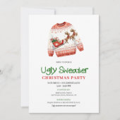 Funny Ugly Sweater Christmas Party Invitation Kaart (Voorkant)