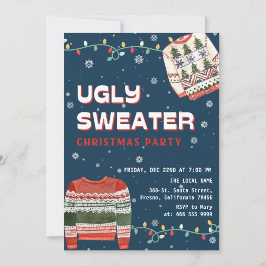 Funny Ugly Sweater Christmas Party Kaart (Voorkant)