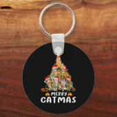 Funny Ugly Sweater Christmas Tree Shirt Cat Lights Sleutelhanger (Voorkant)