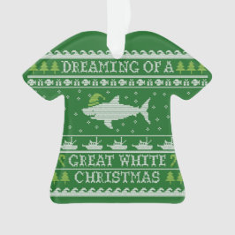 Funny Ugly Sweater Great White Shark Ornament