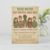 Funny Ugly Sweater Jingle Ball Retro Christmas  Kaart (Staand voorkant)