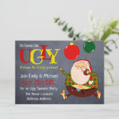 FUNNY UGLY SWEATER Kerstmis Noite Chalkboard Kaart (Staand voorkant)