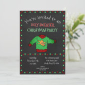 Funny Ugly Sweater Kerstparty Chalkboard Kaart (Staand voorkant)