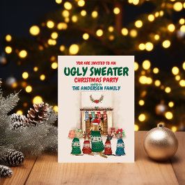 Funny Ugly Sweater Kerstparty met honden Kaart