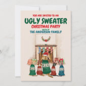 Funny Ugly Sweater Kerstparty met honden Kaart (Voorkant)