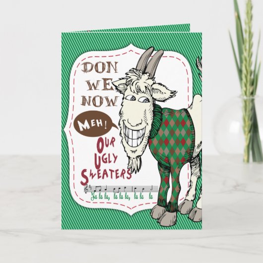 FUNNY Ugly Sweater Meh Goat Kerstfeestkaart Feestdagen Kaart (Voorkant)