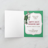 FUNNY Ugly Sweater Meh Goat Kerstfeestkaart Feestdagen Kaart (Binnen)