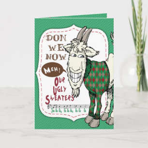 FUNNY Ugly Sweater Meh Goat Kerstfeestkaart Feestdagen Kaart