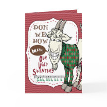 FUNNY Ugly Sweater Meh Goat Kerstvakanay Kaart