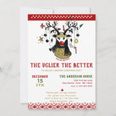 Funny Ugly Sweater Reindeer Nordic Holiday Party Kaart (Voorkant)