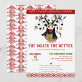 Funny Ugly Sweater Reindeer Nordic Holiday Party Kaart (Voorkant / Achterkant)