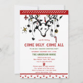 Funny Ugly Sweater Reindeer Nordic Knit Kerstmis Kaart (Voorkant)