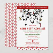 Funny Ugly Sweater Reindeer Nordic Knit Kerstmis Kaart (Voorkant / Achterkant)