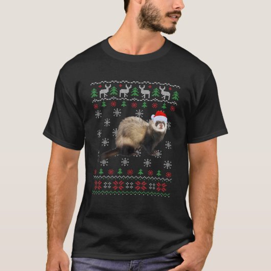 Funny Ugly Sweater Xmas Animals Christmas Weasel L T-shirt (Voorkant)