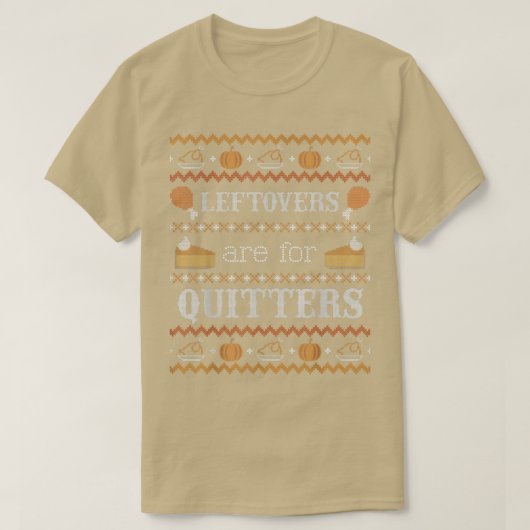 Funny Ugly Thanksgiving Sweater Leftovers voor Qui T-shirt (Design voorkant)