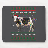 Funny Ugly Xmas Sweater Dairy Cow Farmer Lights Ch Muismat (Voorkant)