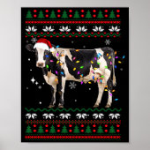 Funny Ugly Xmas Sweater Dairy Cow Farmer Lights Ch Poster (Voorkant)
