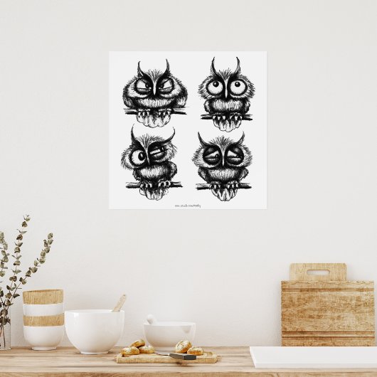 Funny uilt poster voor inkttekenkunst (Keuken)