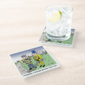 Funny UK Traffic Police Cartoon Glazen Onderzetter (Schuin)