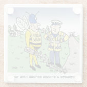 Funny UK Traffic Police Cartoon Glazen Onderzetter (Achterkant)