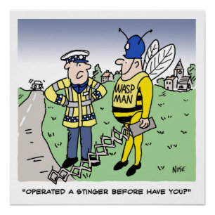 Funny UK Traffic Police Cartoon Perfect Poster