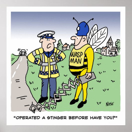 Funny UK Traffic Police Cartoon Poster (Voorkant)