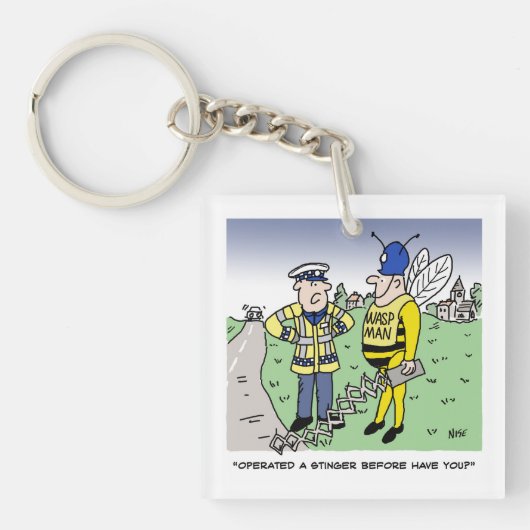 Funny UK Traffic Police Cartoon Sleutelhanger (voorkant)