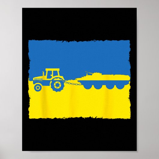 Funny Ukraine Farmer Tractor Steals A Russian Tank Poster (Voorkant)