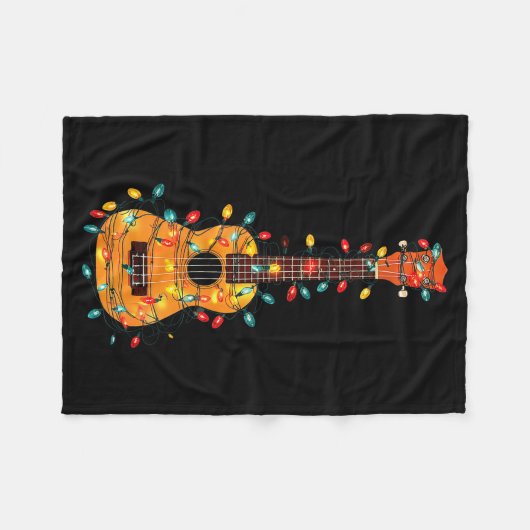 Funny Ukulele Christmas Graphics Lights Lover Play Fleece Deken (Voorkant (Horizontaal))
