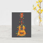 Funny Ukulele Christmas Graphics Lights Lover Play Kaart (Gele Bloem)