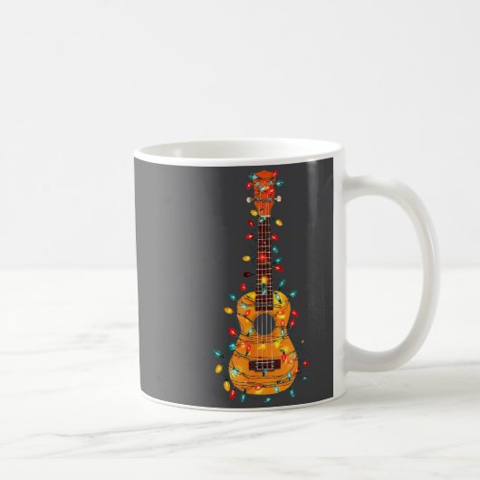 Funny Ukulele Christmas Graphics Lights Lover Play Koffiemok (Rechts)