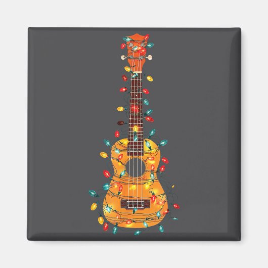 Funny Ukulele Christmas Graphics Lights Lover Play Magneet (Voorkant)